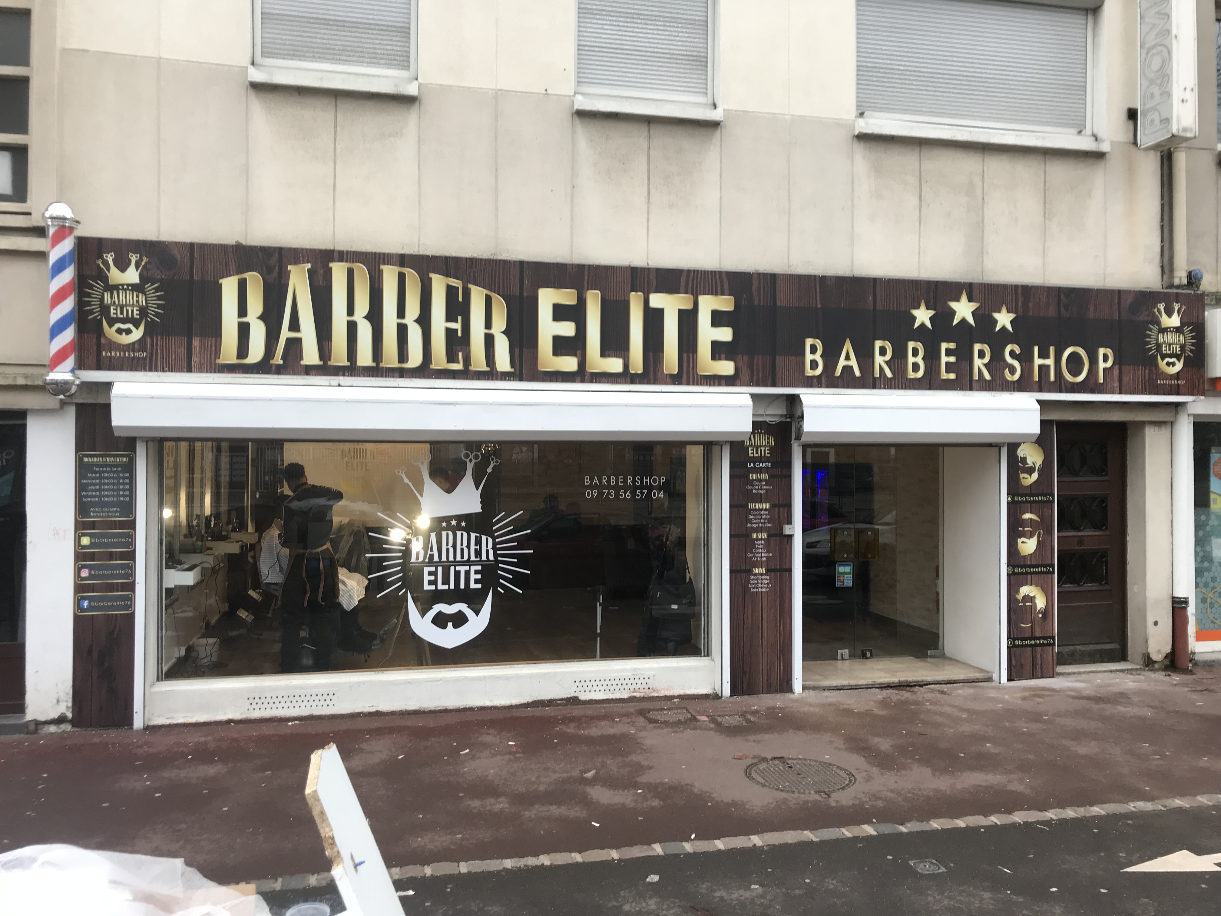 Déco façade Barber Elite Rouen